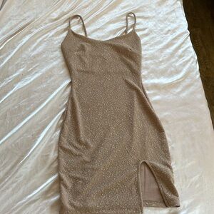 Beige pink glittery dress!